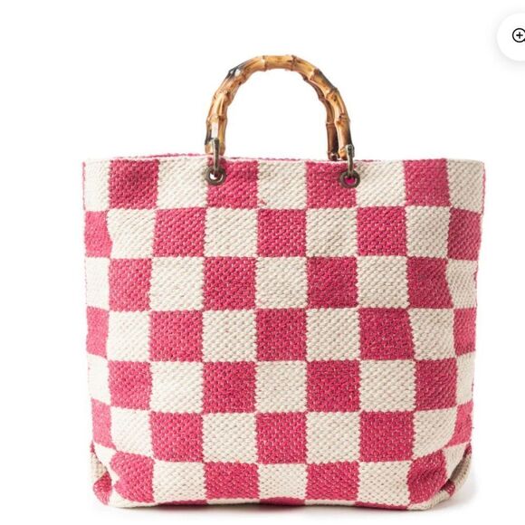 Myra classic Cottage Checker Tote in Pink - Picture 5 of 9